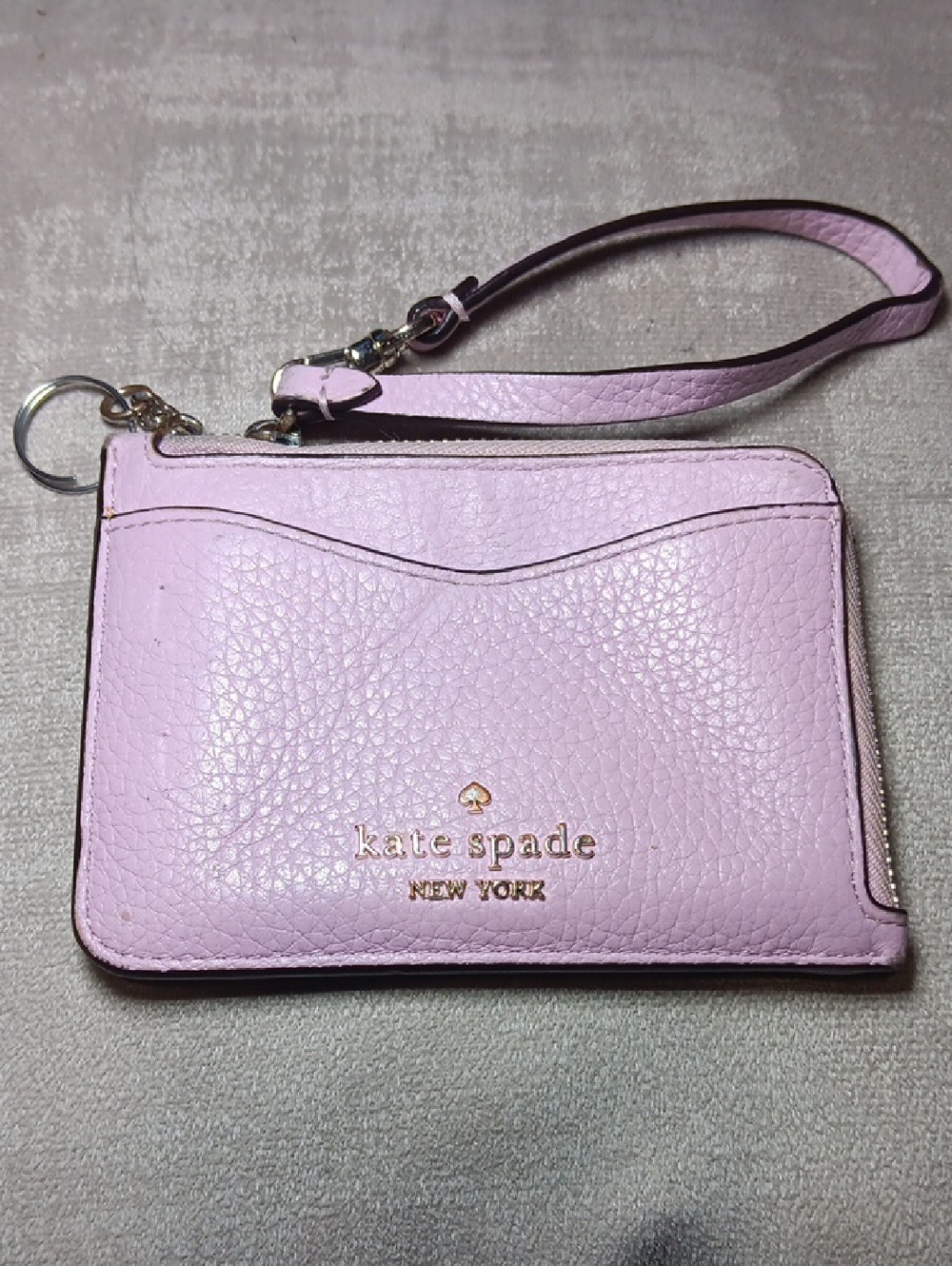kate spade Lilac Leather Zip Wristlet with Gold Logo